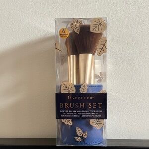 Gold Makeup Brush Set with Blue Holder